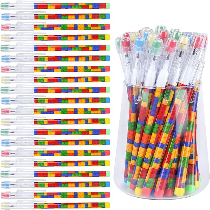 Kolewo4ever 48pcs HB Building Block Pencils Translucent Pencil Multicolor Non- Sharpening Pencils... | Amazon (US)
