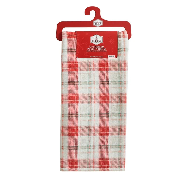 Holiday Time Cozy Christmas Plush Plaid Throw Blanket, Standard Size, All Ages | Walmart (US)