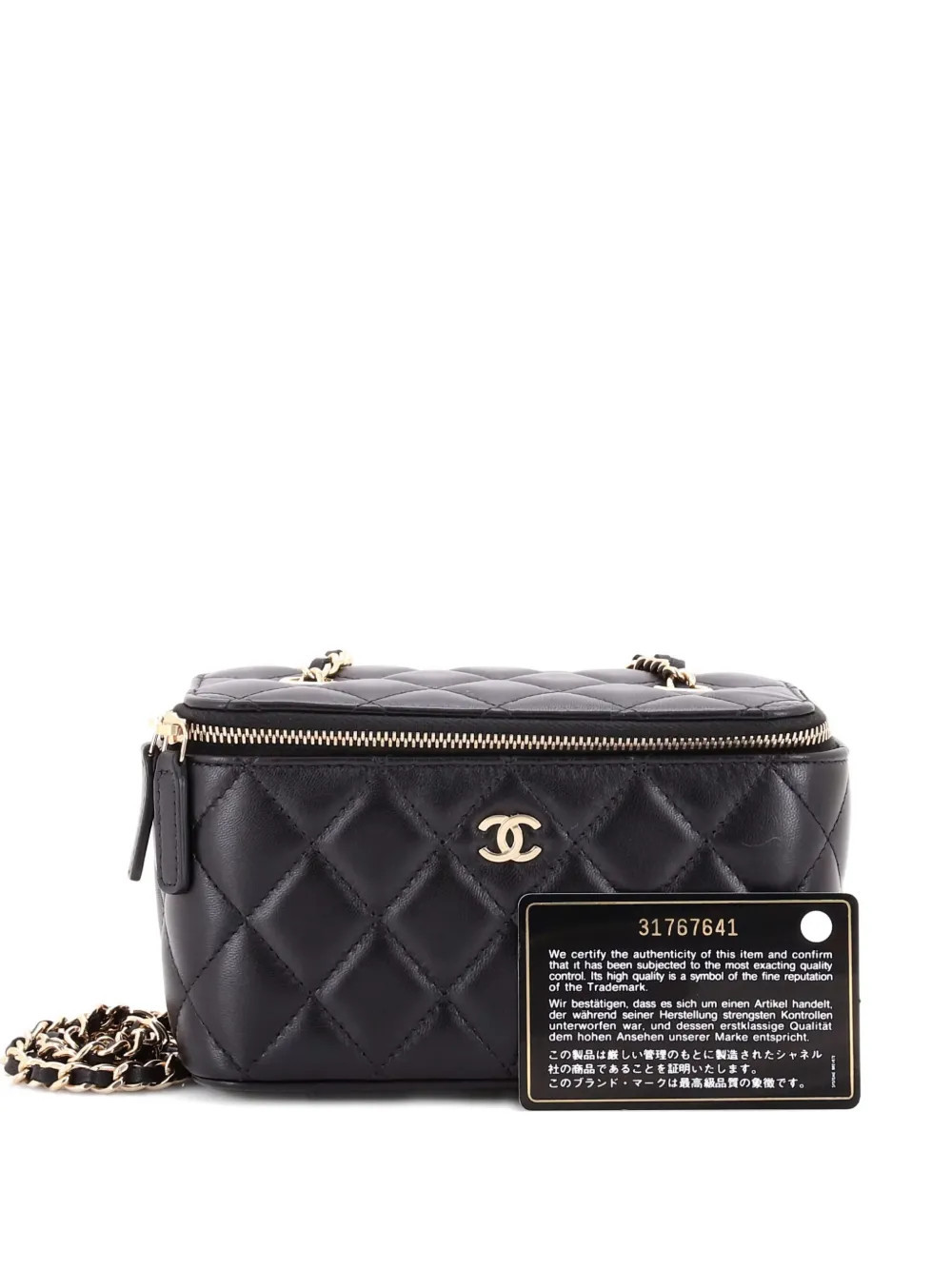 CHANEL Pre-Owned Classic Vanity Case with Chain Quilted Lambskin Small clutch bag - Black | Farfetch Global
