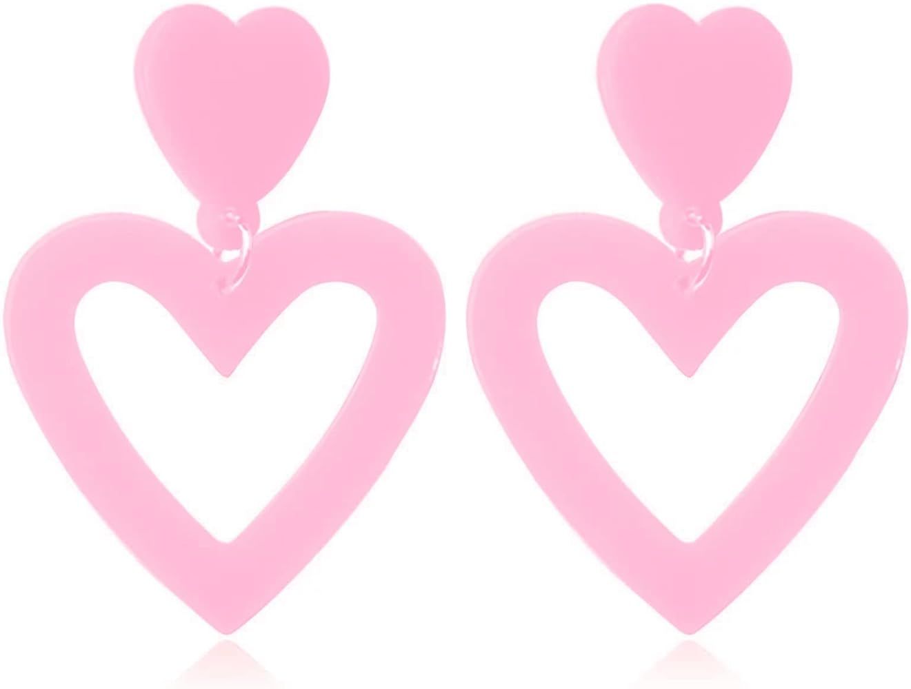 Valentines Day Earrings for Women Red Love Heart Dangle Earrings Sparkling Rhinestone Heart Earri... | Amazon (US)