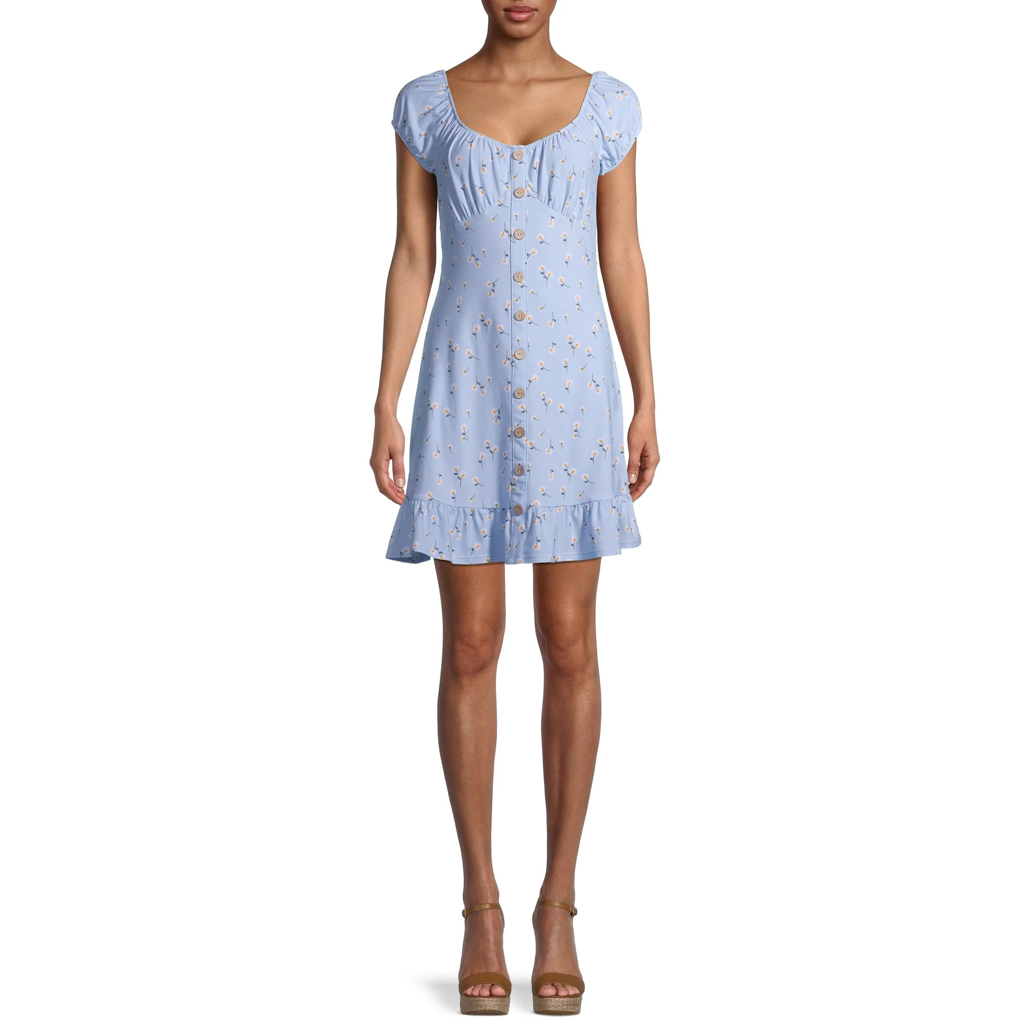No Boundaries Juniors' Puff Sleeve Dress | Walmart (US)