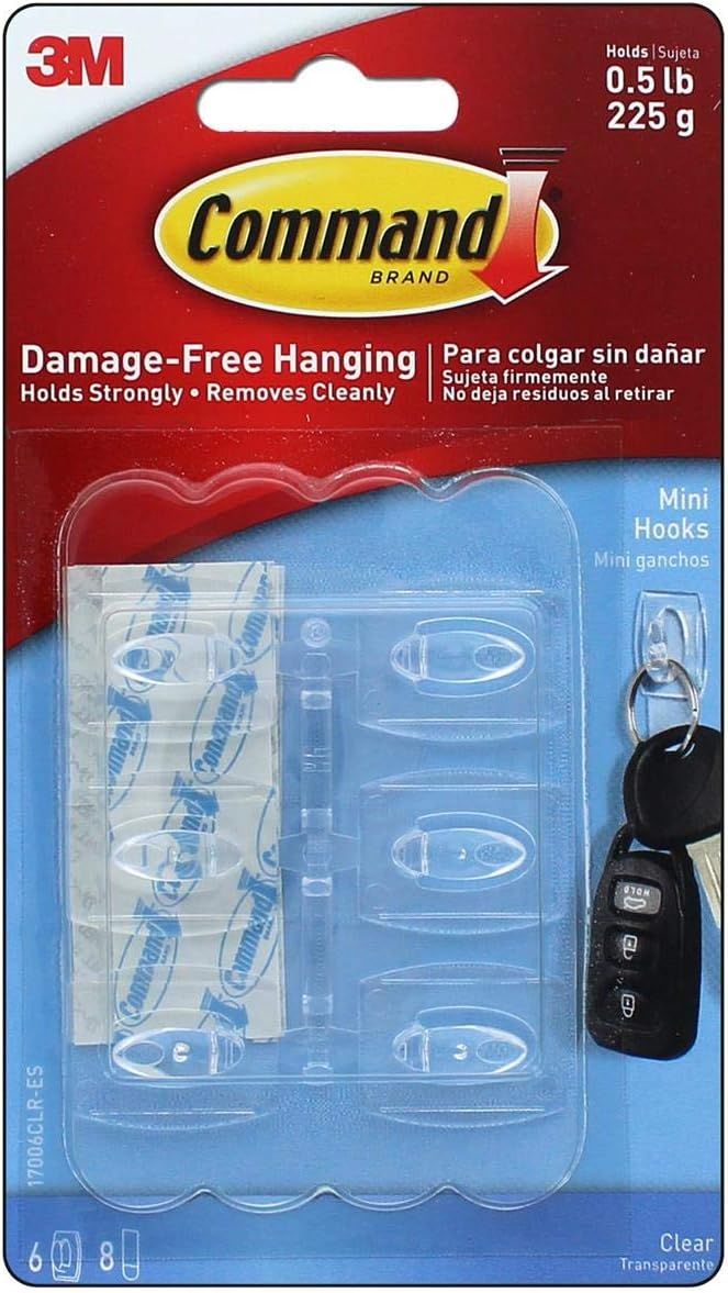 Command Clear Mini Hooks 6 Hooks, 1 Pack | Amazon (US)