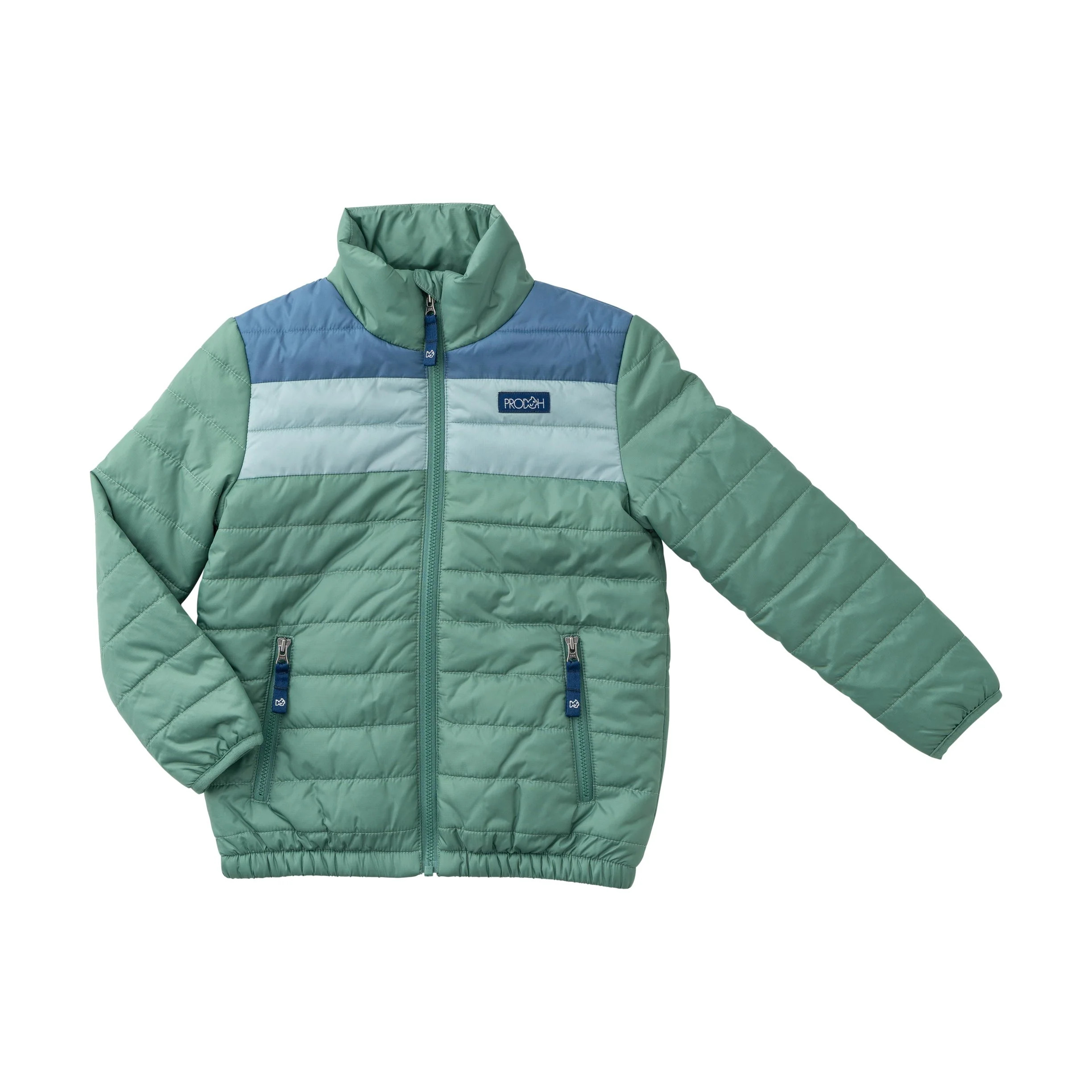 Boys Colorblock Puffer Jacket in Spruce Green | PRODOH