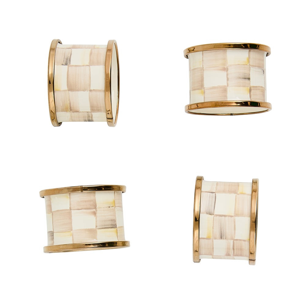 Mocha Check Napkin Rings, Set of 4 | MacKenzie-Childs
