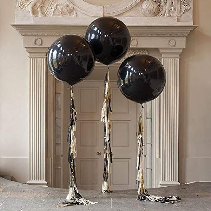 36 inch Glitz and Glam Tassel Tail Black Giant Balloon for Halloween Party Wedding Decoration (3 Pac | Amazon (US)