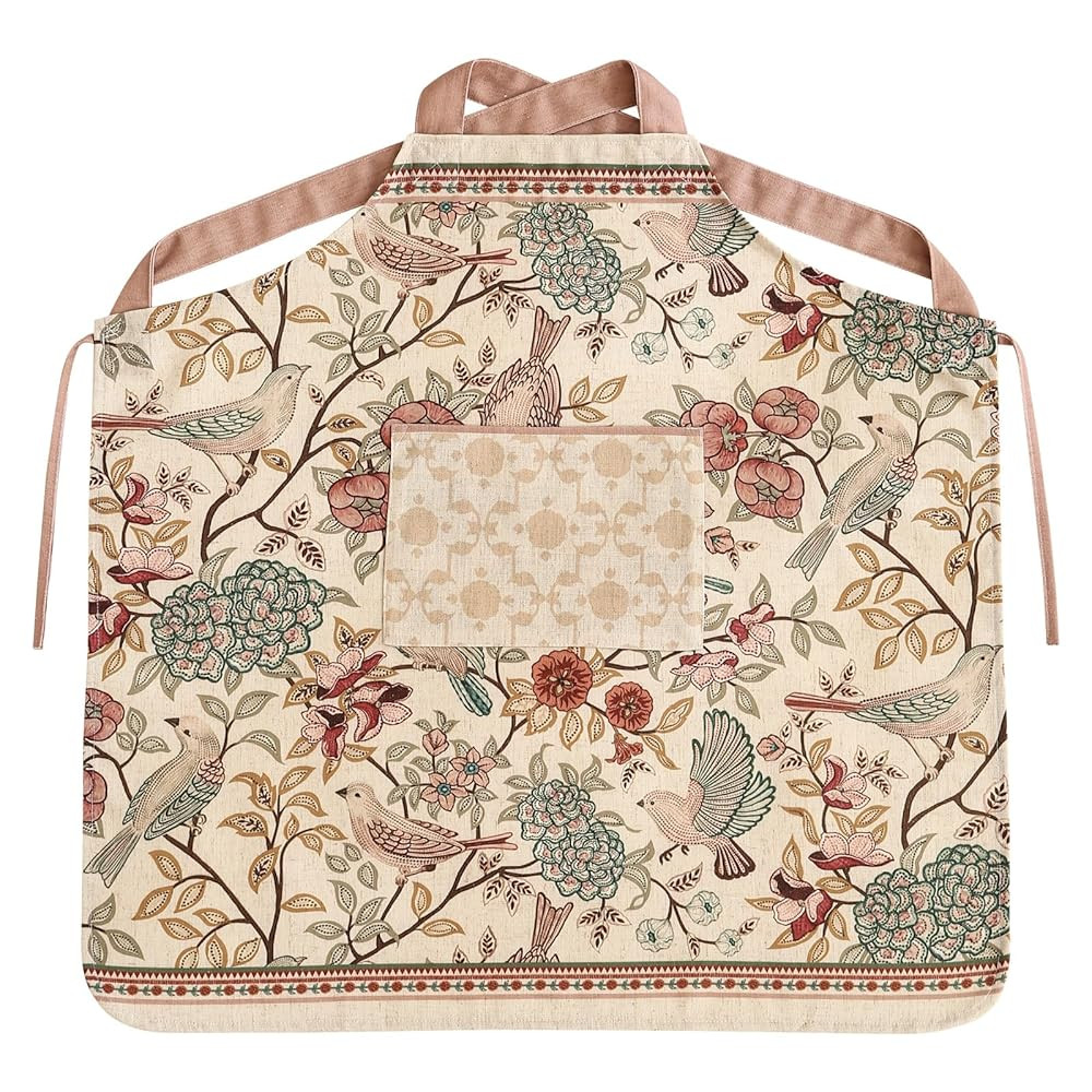 patdrea Blue Floral Linen Apron with Pocket,French Kitchen Garden Chef BBQ Aprons for Women and M... | Amazon (US)