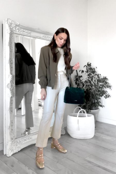 About gold shoes and a good collared bomber jacket ☕️

Mary Jane gold shoes outfit, gold shoes outfits, green jacket outfits, spring outfit 

#LTKstyletip #LTKworkwear
