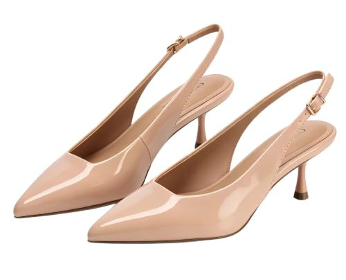 Gaseawolf Women's Nude Kitten Heels Closed Toe Slingback Pumps,11 | Amazon (US)