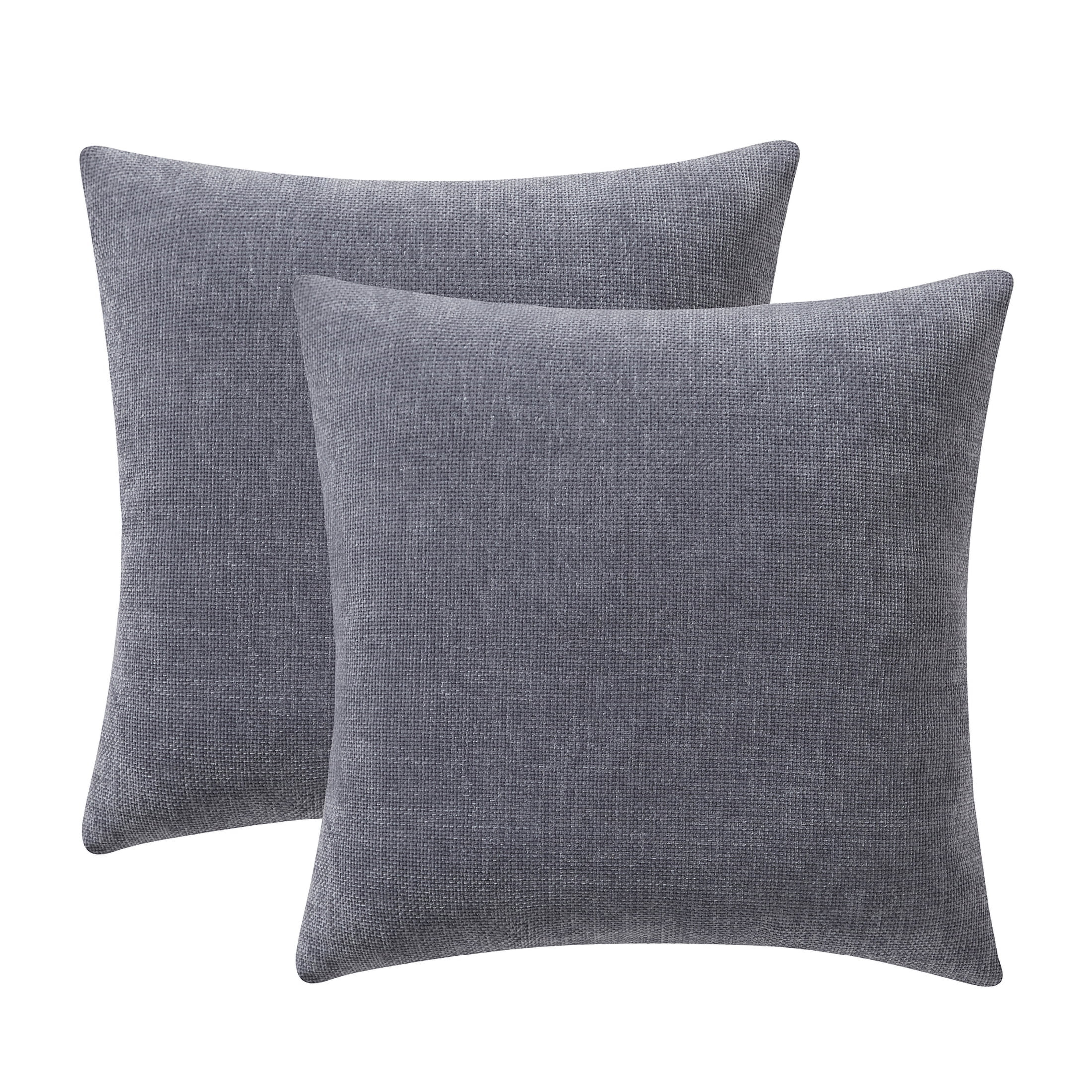 Mainstays Solid Chenille Decorative Throw Pillow Set, Grey, 18" x 18", 2 Pieces | Walmart (US)