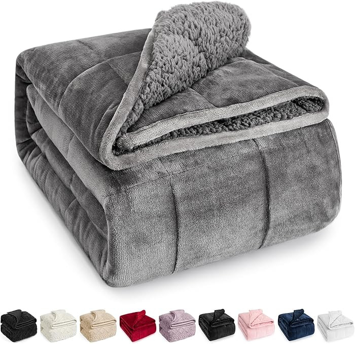 Wemore Sherpa Fleece Weighted Blanket for Adult, 15 lbs Dual Sided Cozy Fluffy Heavy Blanket, Ult... | Amazon (US)