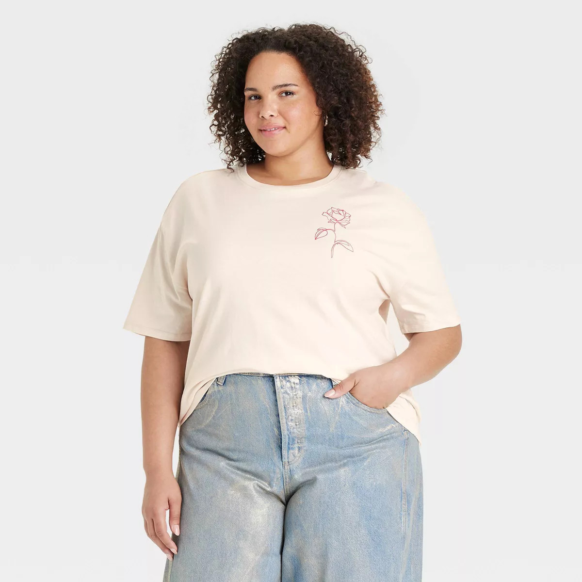 Women's Oversized Short Sleeve Graphic T-Shirt - Universal Thread™ Cream 3X | Target