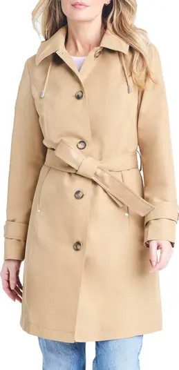 Single Breasted Hooded Water Resistant Trench Coat | Nordstrom