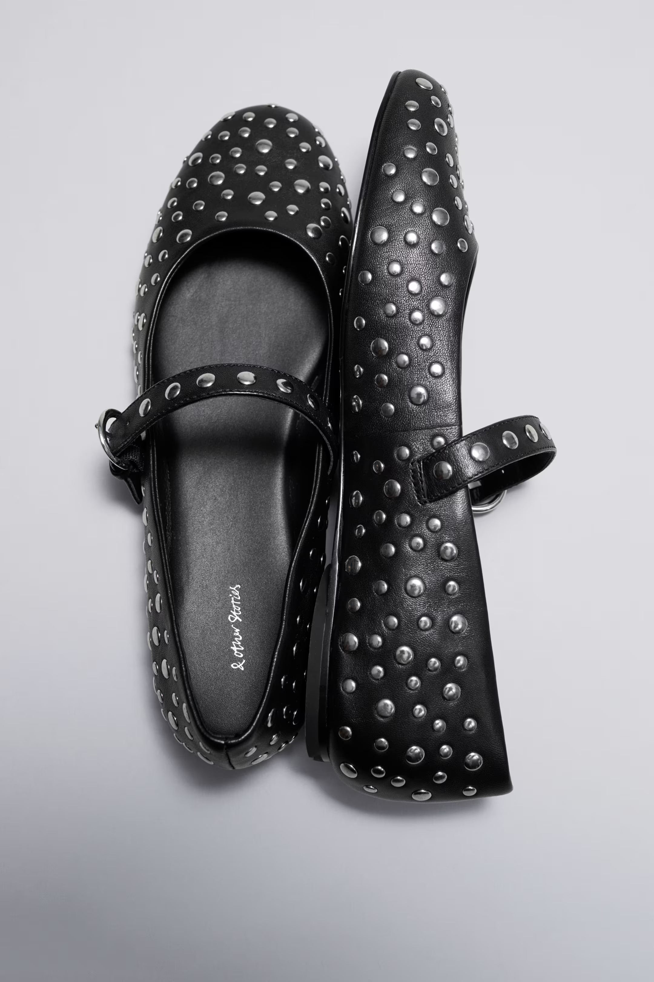 Studded Leather Ballet Flats - Black - Ladies | H&M GB | H&M (UK, MY, IN, SG, PH, TW, HK)