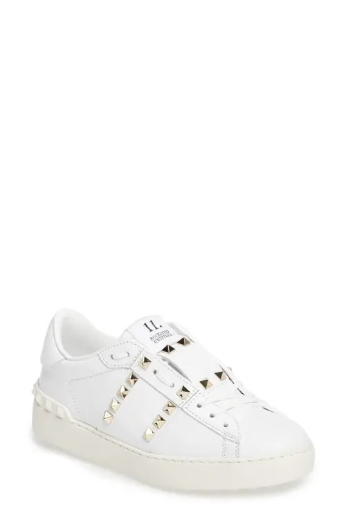 Valentino Garavani Rockstud Sneaker in White Leather at Nordstrom, Size 9Us | Nordstrom
