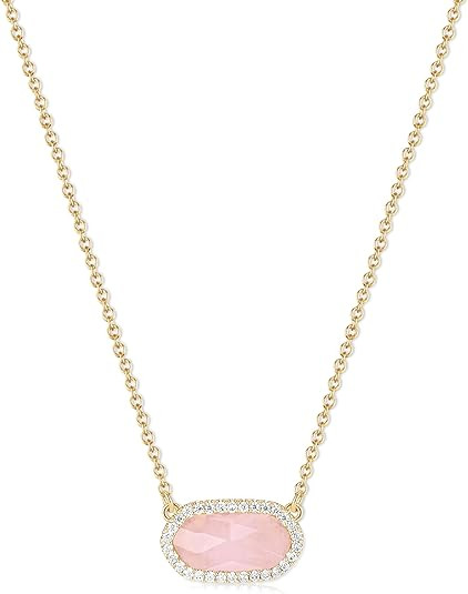 14k Gold Plated Necklace Hexagon Synthetic Gem Pendant Dainty Fashion Jewelry Birthday Wedding Gi... | Amazon (US)