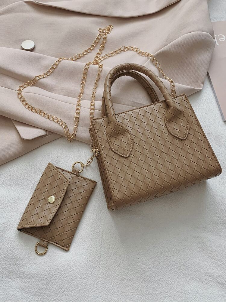 2pcs Braided Chain Satchel Bag Set | SHEIN