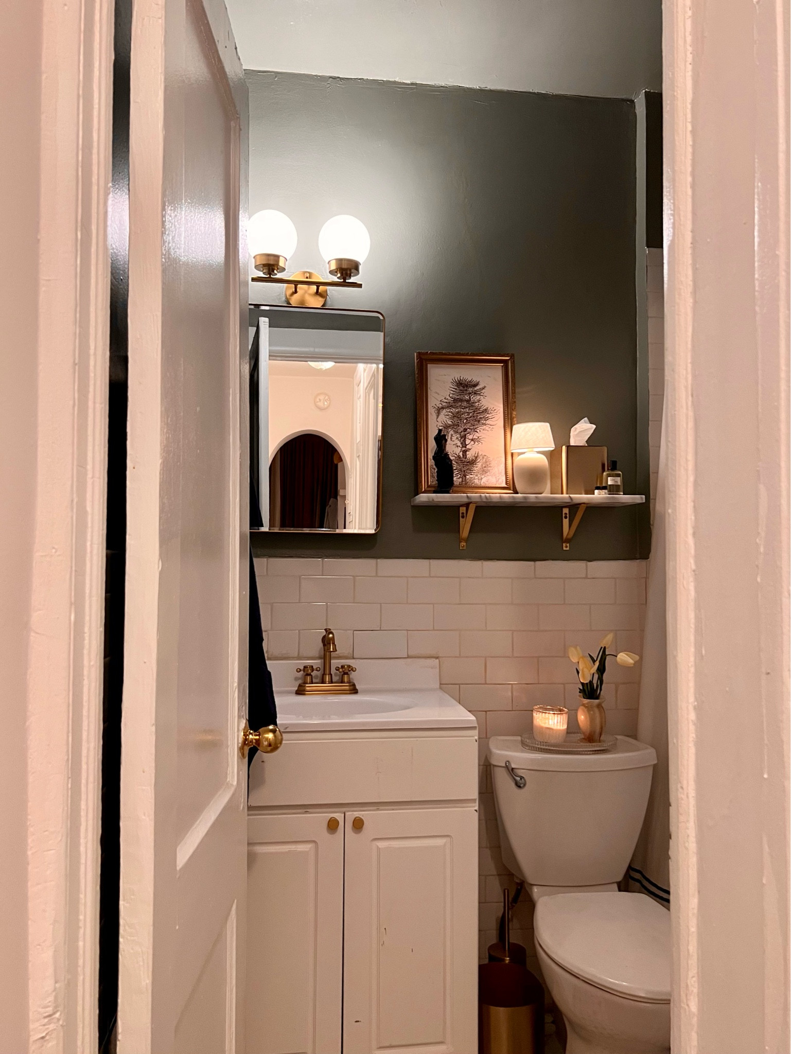 Bathroom, makeover, marble shelf, gold wall, sconces, gold, faucet, medicine, cabinet, cordless mini lamp, Turkish bathroom rug 

#LTKhome #LTKFind #LTKstyletip