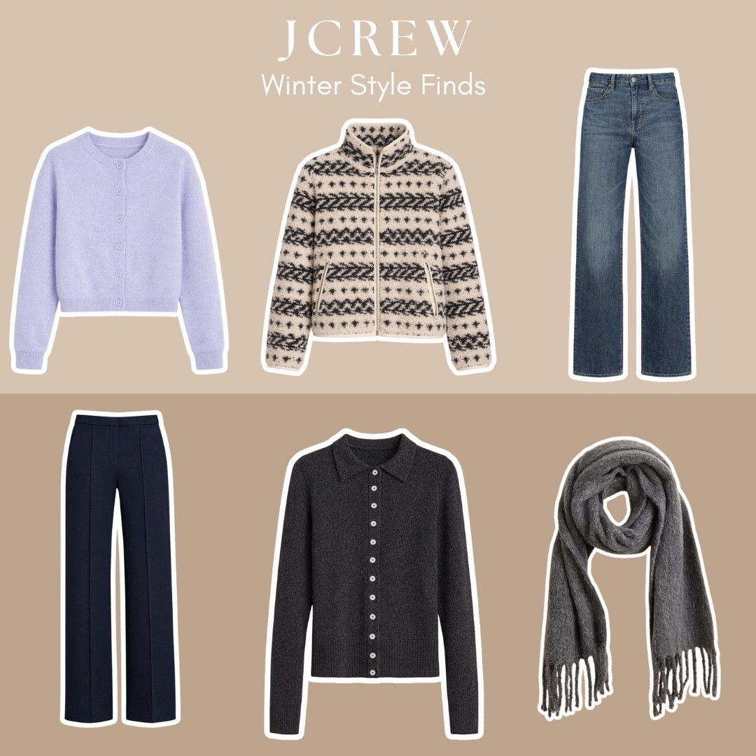 ✨J.Crew Winter Style Finds✨
Classic pieces with a cozy twist! These are some of my favorite winter wardrobe staples—tailored trousers, soft cardigans, wide-leg denim, and timeless layers you’ll wear on repeat all season long.

#LTKTall #LTKSeasonal #LTKWorkwear