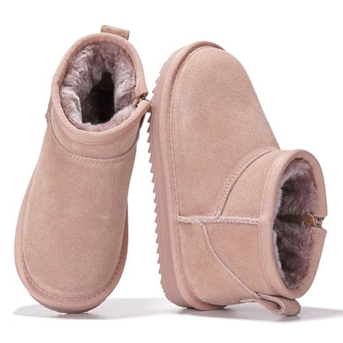Project Cloud 100% Genuine Leather Girls Boots – Water Resistant & Lightweight Ankle Boots with Memory Foam – Cozy & Fur Non Slip Kids Boots for Girls & Boys, Perfect for Fall(Julia,PINK,7) | Amazon (US)