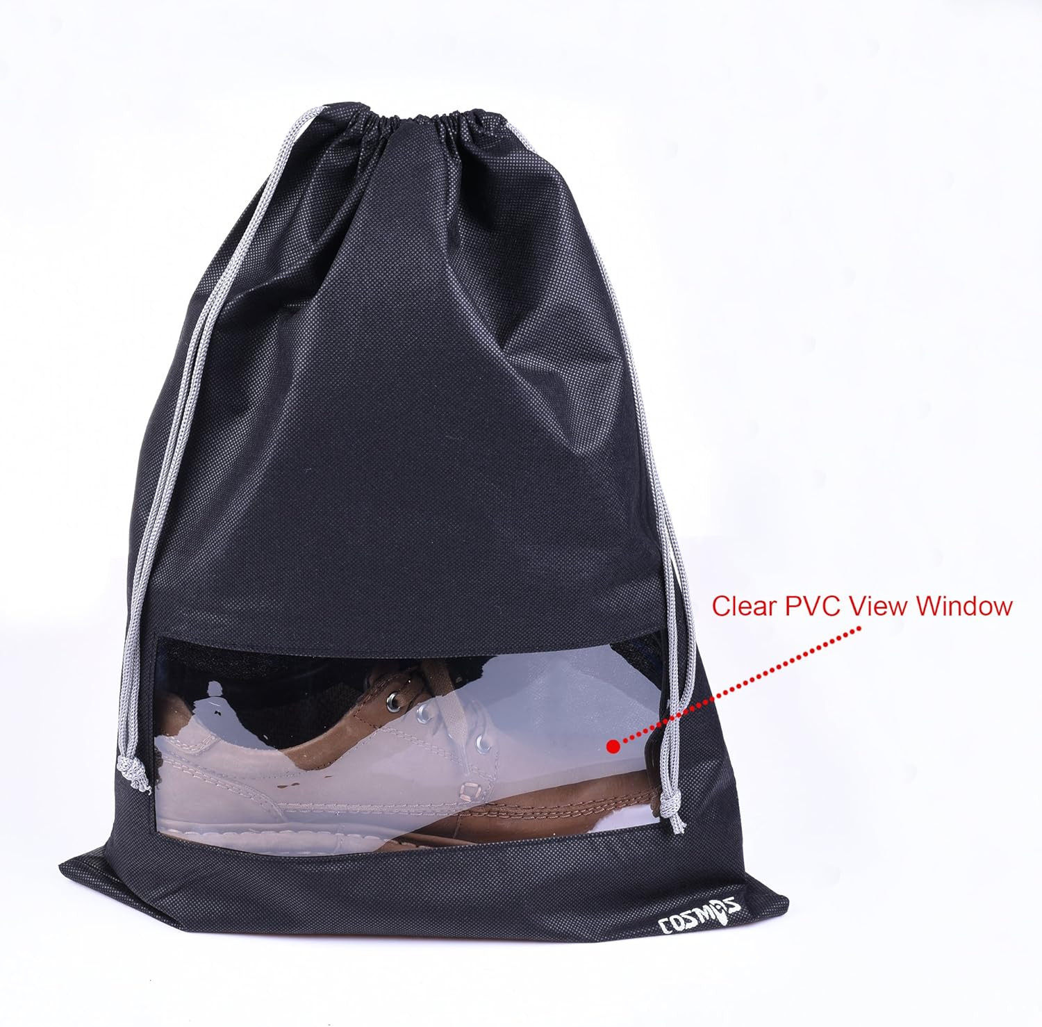 Amazon.com | Cosmos ® 8 Pcs Non-Woven Dual Drawstring Shoe Bags with Clear View Window for Trave... | Amazon (US)