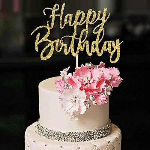 YUINYO Handmade Glitter happy birthday Cake Topper, Happy Birthday Cake Bunting Decor,Birthday Pa... | Amazon (US)