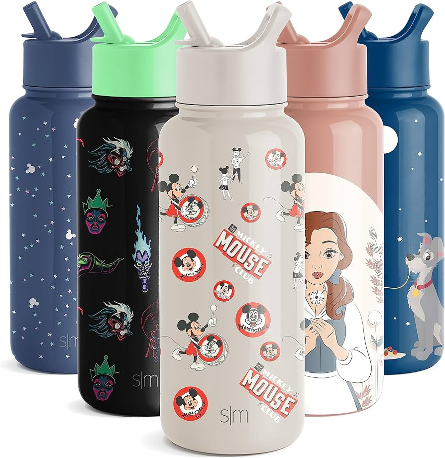 Simple Modern Disney Water Bottle with Straw Lid Vacuum Insulated Stainless Steel Metal Thermos |... | Amazon (US)