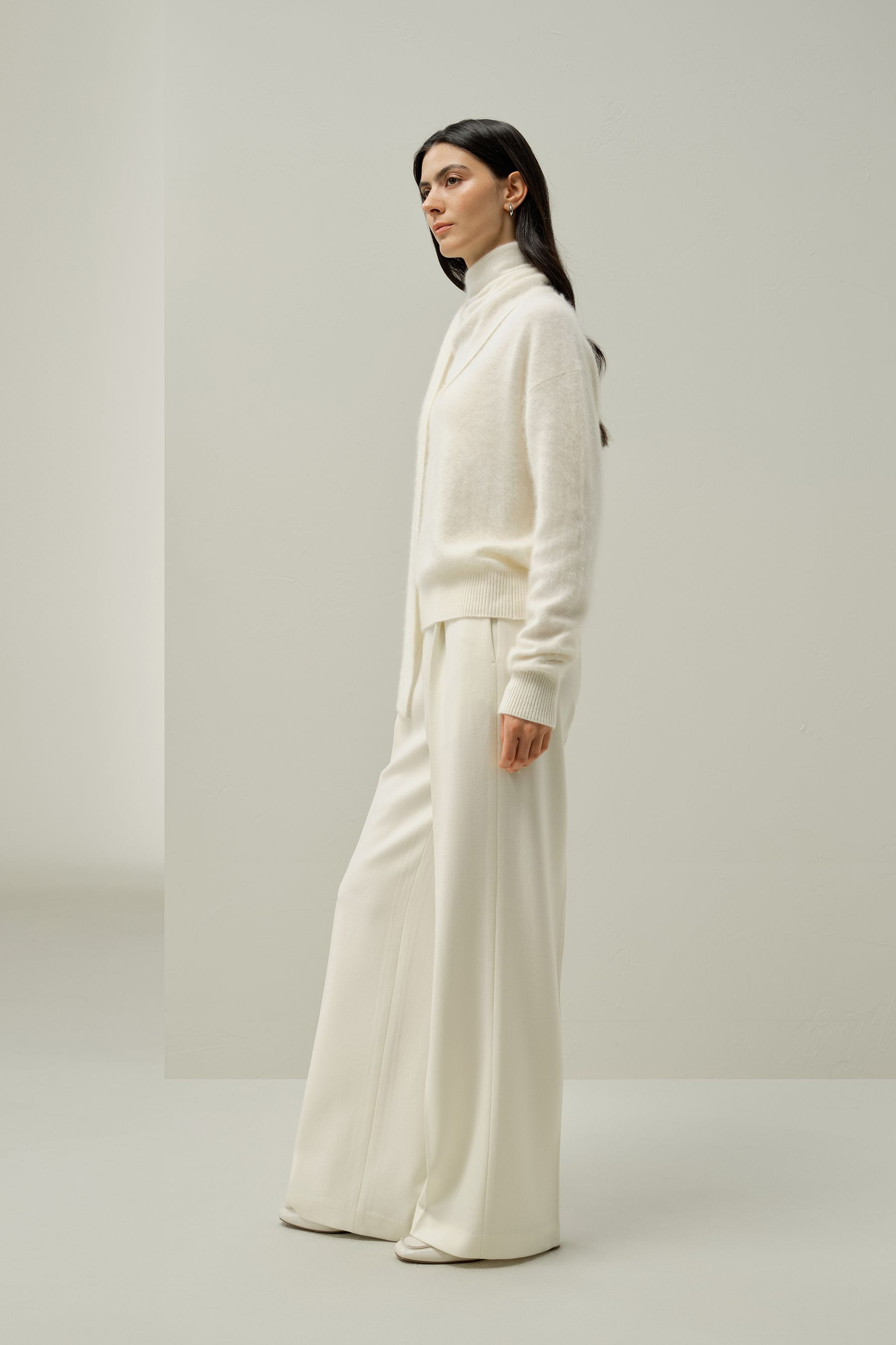 Draped Scarf Brushed Cashmere Sweater | LILYSILK