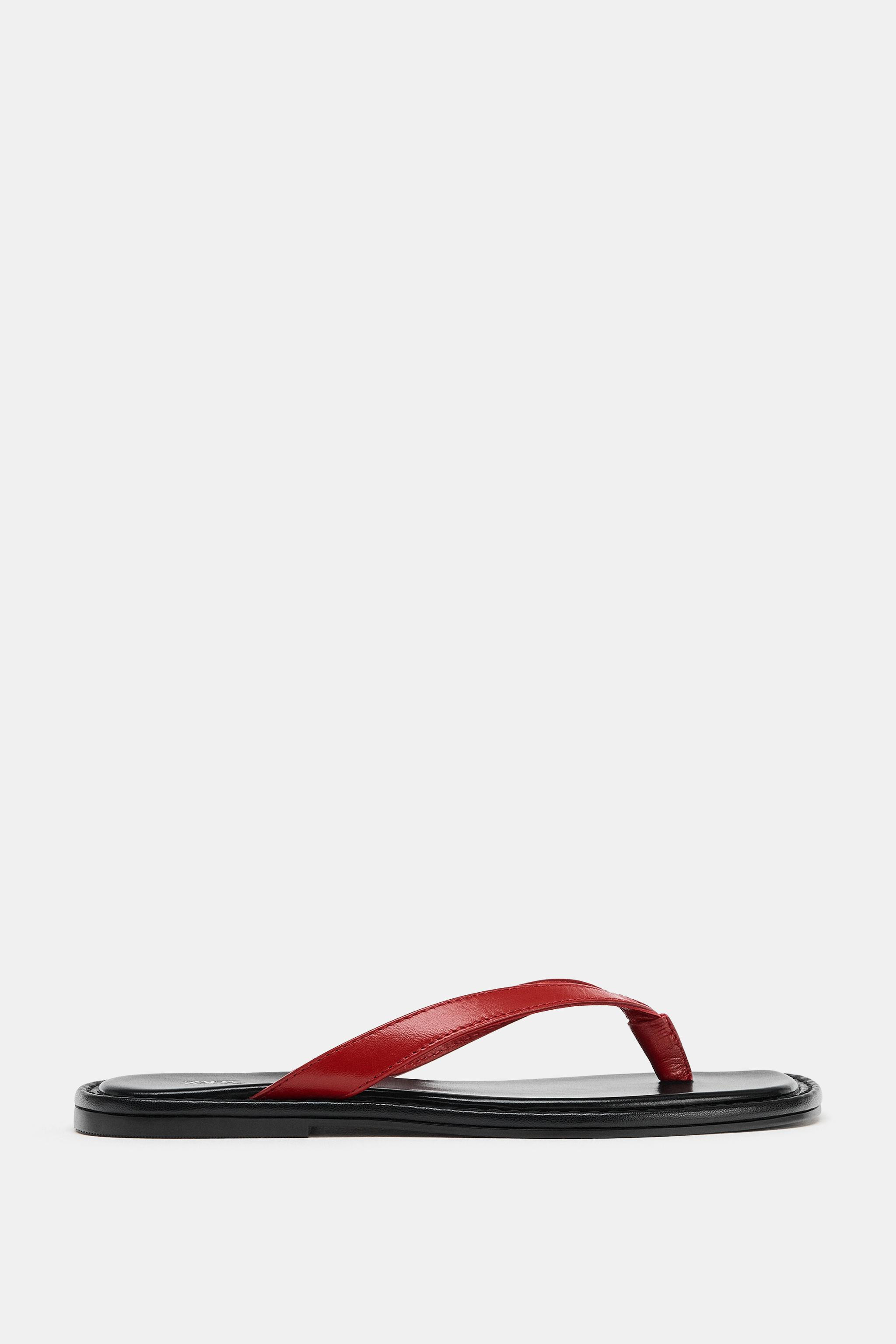 CONTRAST LEATHER SANDALS | Zara US