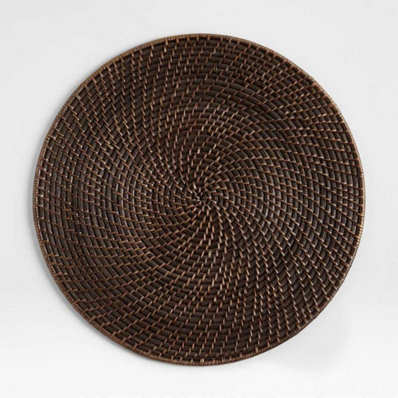 Artesia Dark Brown Woven Rattan Round Placemat + Reviews | Crate & Barrel | Crate & Barrel