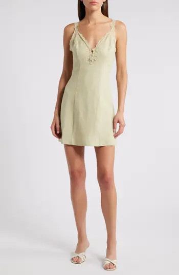 Kaya Lace Sleeveless Linen Minidress | Nordstrom
