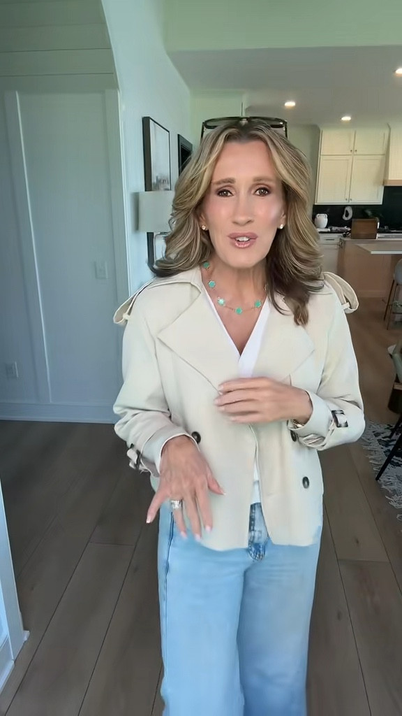 This cropped trench jacket is trending this season ✨this one is amazing quality and affordable!  I am in a small 

#LTKootd #LTKSeasonal #LTKOver40