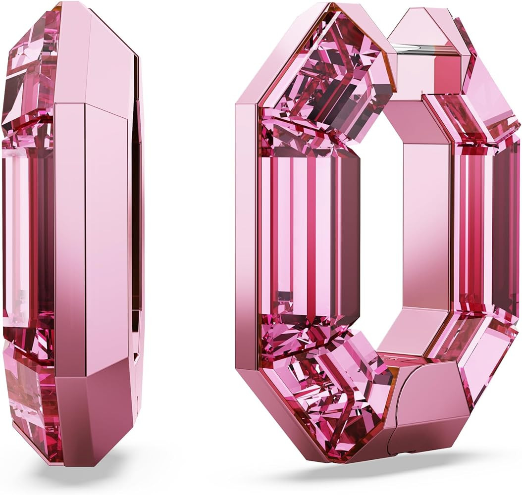 Swarovski Lucent Small Hoop Earrings, Pink Octagon-Shaped Crystals, Part of the Swarovski Lucent ... | Amazon (US)