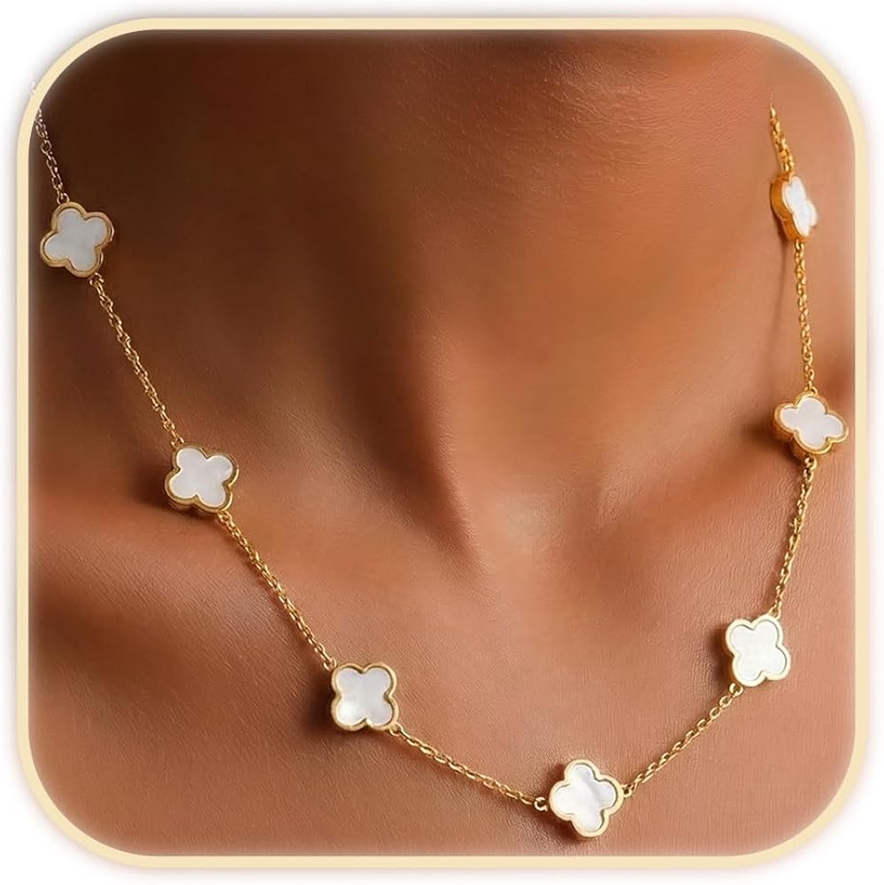 Billet-doux 18k Gold Plated Clover Necklace for Women, The Timelss Classic Four-Leaf Clovers Link... | Amazon (US)