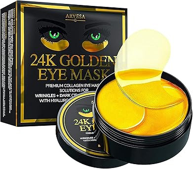 24K Gold Under Eye Mask for Puffy Eyes, Dark Circles, Eye Bags, Puffiness with Collagen and Hyaluron | Amazon (US)