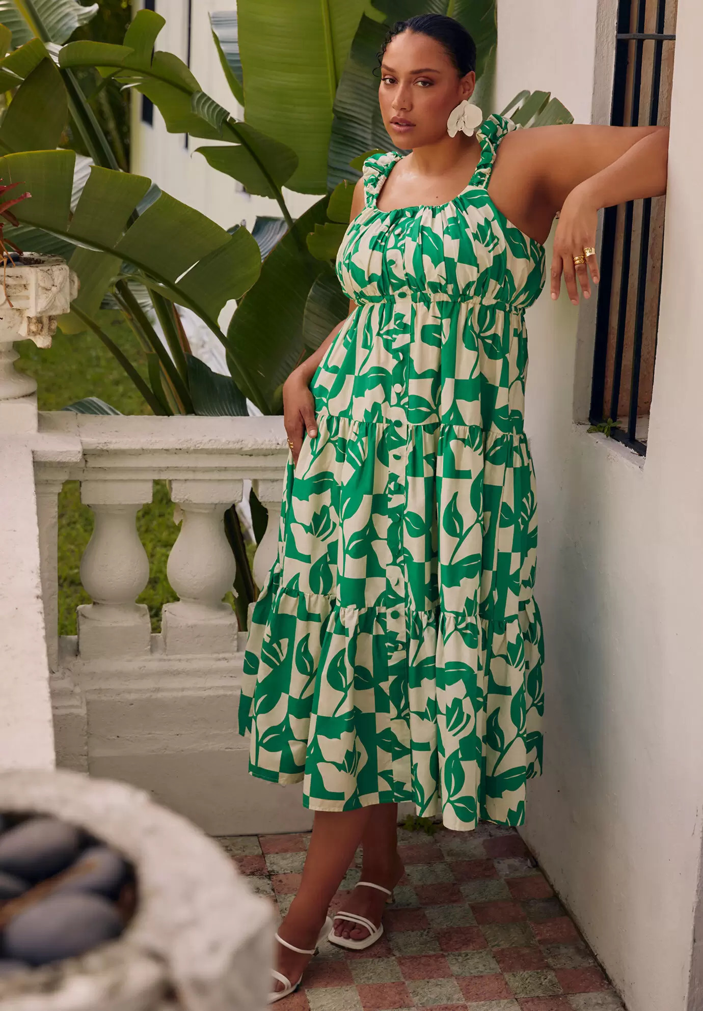 Tiered Button Up Flare Dress | Eloquii