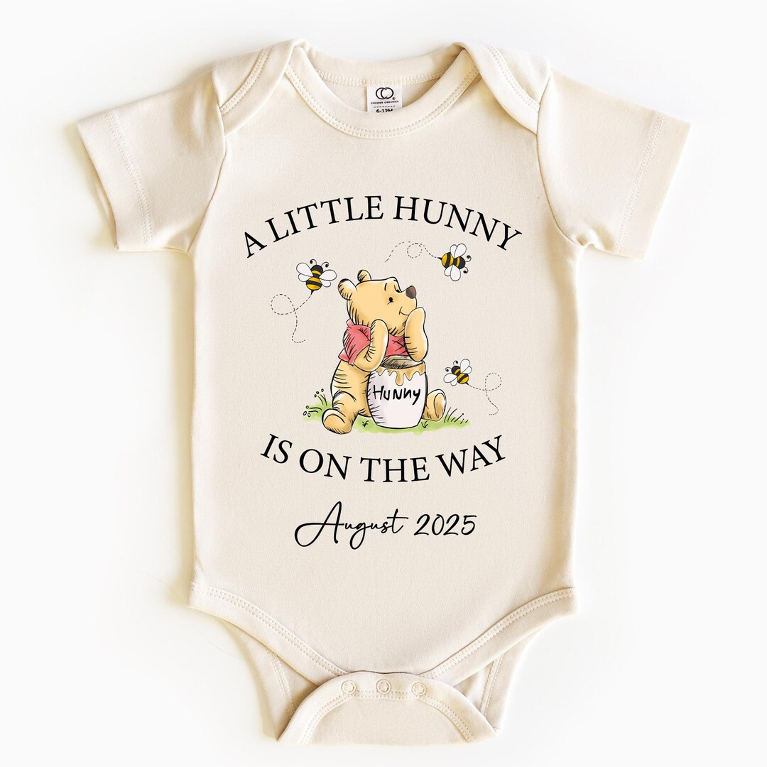 Pooh Custom Baby Onesie®, A Little Hunny is on the Way Custom Announcement Baby Onesie®, Custom... | Etsy ROW