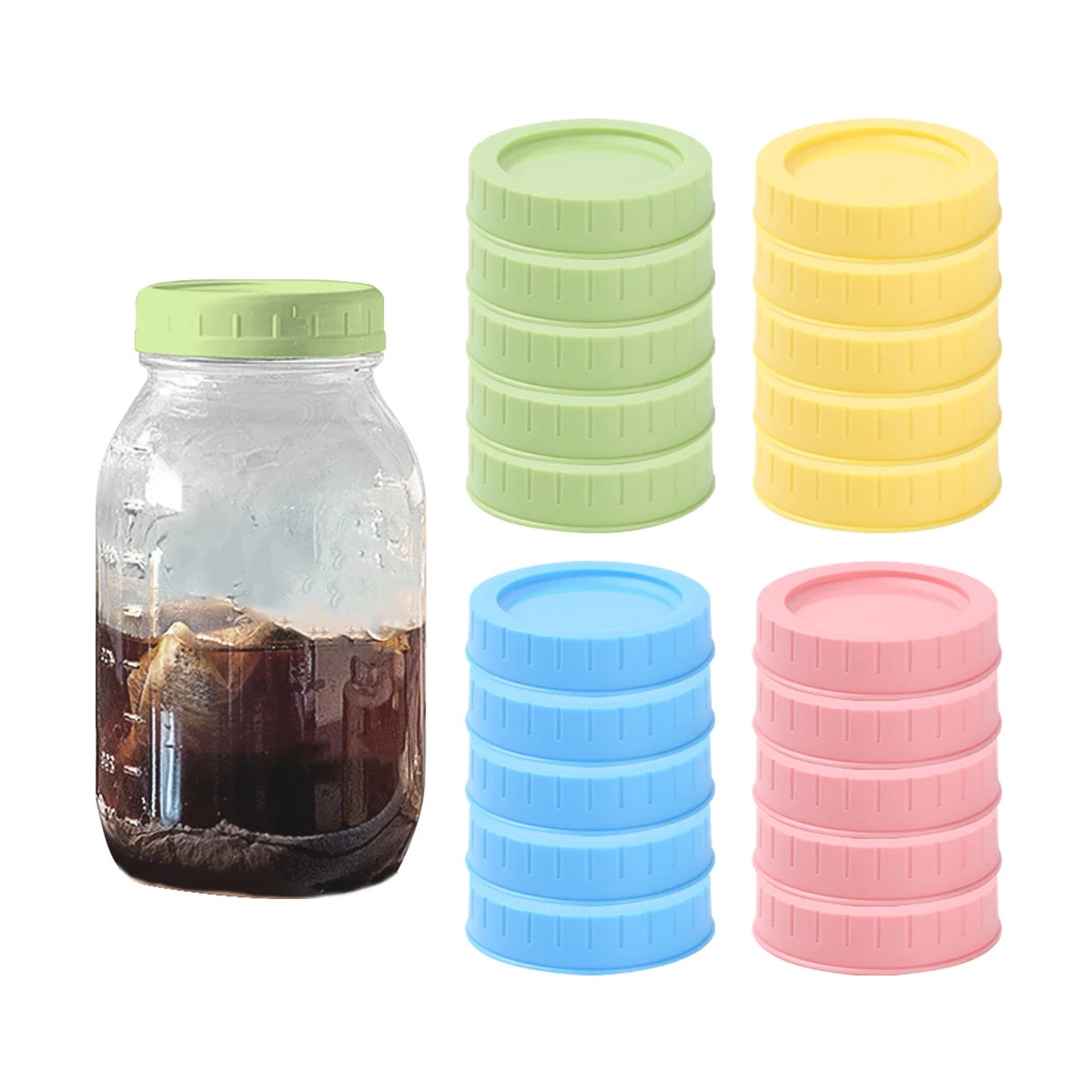 Daruoand 20Pcs Plastic Mason Jar Lids Food-grade Mason Jar Caps Fit Regular Mouth 70mm Reusable L... | Walmart (US)