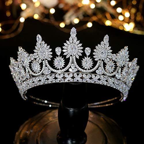 Jorsnovs Cubic Zirconia Silver and Gold Wedding Bridal Tiaras and Crowns CZ Pageant Headpieces Birth | Amazon (US)