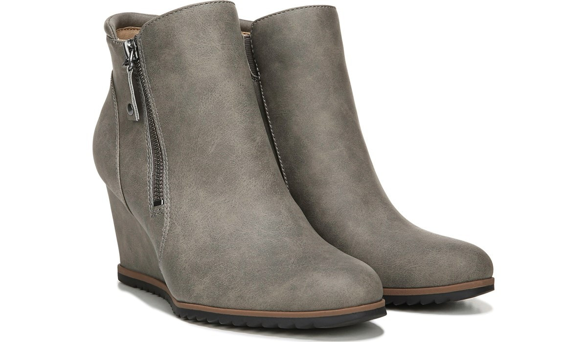 SOUL Naturalizer Women's Haley Medium/Wide Wedge Bootie Grey, Boots, Famous Footwear | Famous Footwear