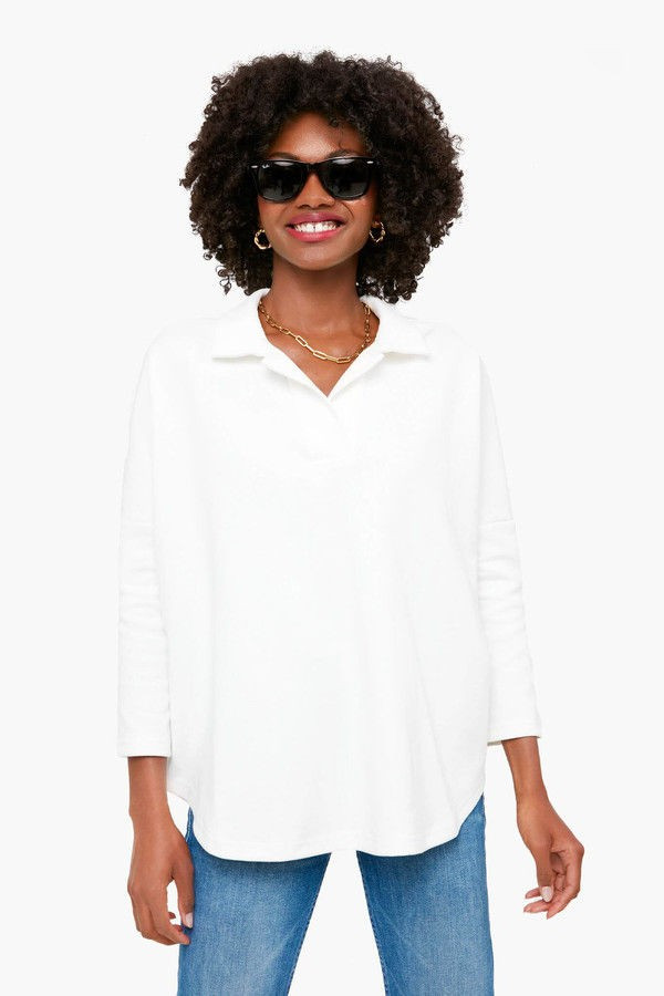 White Easy Polo Swing Sweatshirt | Tuckernuck (US)