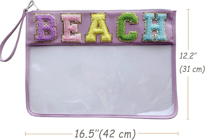 TopTTanBo Chenille Letter Clear Bag Purse Multi-purpose Transparent Waterproof Snacks Makeup Tote... | Amazon (US)