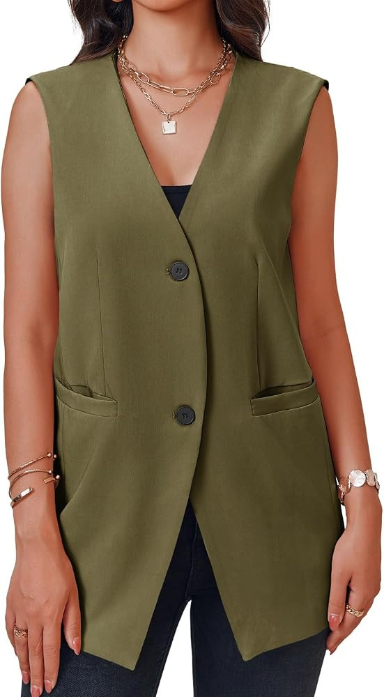 Cicy Bell Women's Casual Sleeveless Blazers Dress Summer Open Front Work Office Long Vest Blazer | Amazon (US)