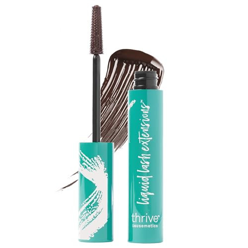 Thrive Causemetics Liquid Lash Extensions Mascara, Tubing Thrive Mascara Lengthening, Volumizing & Curling, Smudge Proof, Washable, No Clumping or Flaking, Vegan & Cruelty Free, Crystal (Brown Black) | Amazon (US)