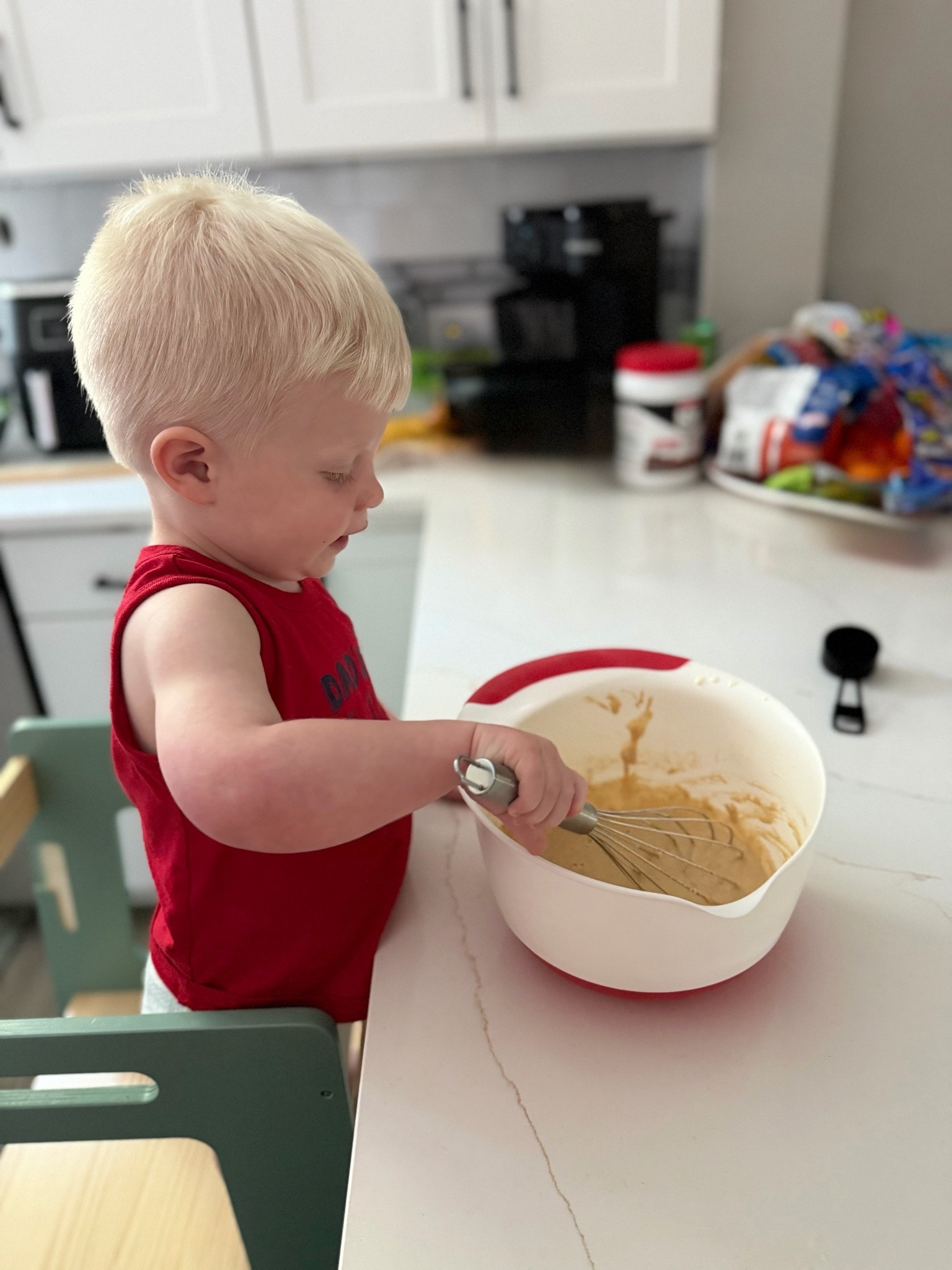 Toddler stool we love from Amazon in color Green to match our downstairs. H can climb up in it himself and it’s already cut down on the “pick me up” requests while cooking or baking so he can watch or help 🫶

#LTKmomlife #LTKHome #LTKKids
