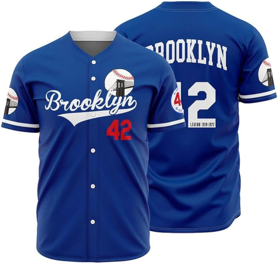 Men's Black 42 Baseball Button Down Jersey 90s Hip Hop Baseball Jerseys Shirts Stitched | Amazon (US)