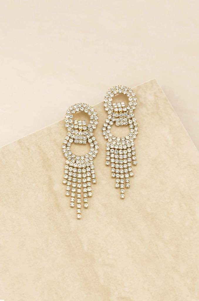 Crystal Gatsby 18k Gold Plated Statement Earrings | Ettika