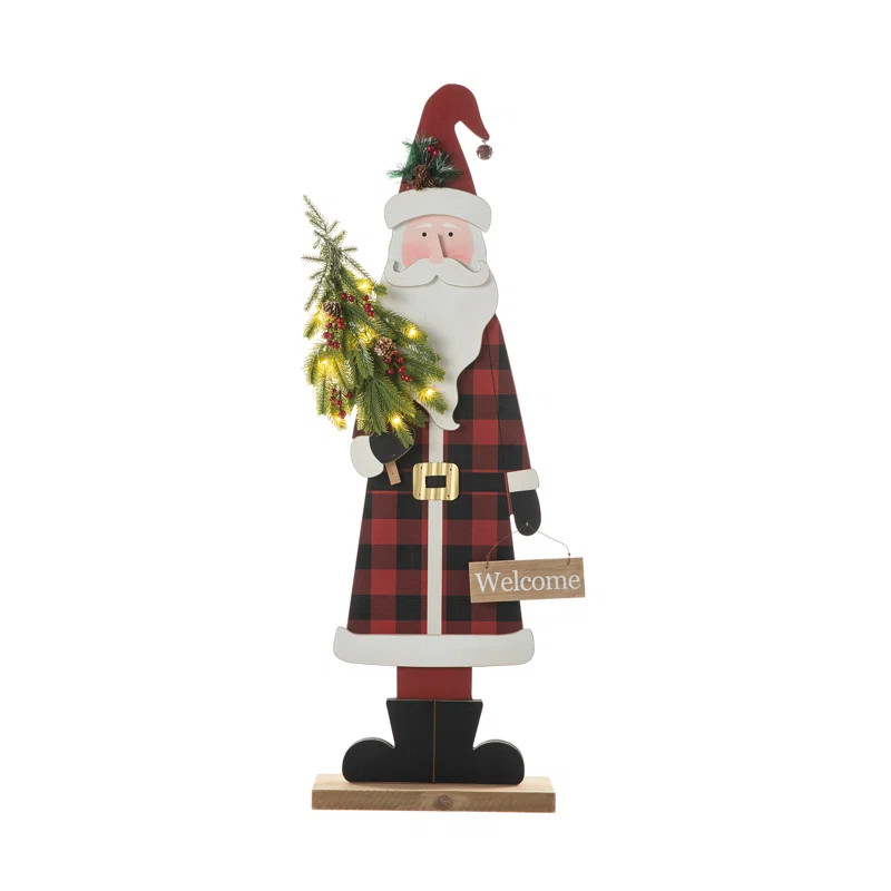 Lighted Wooden Christmas Santa Porch Decor | Wayfair North America