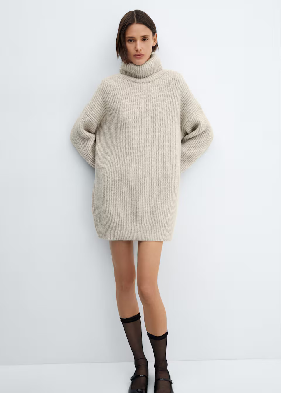 Ribbed turtleneck dress  -  Women | Mango United Kingdom | MANGO (UK)