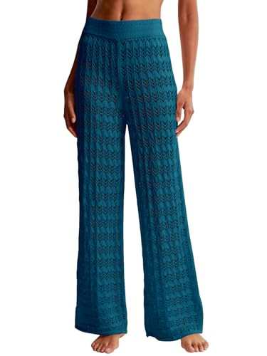 Saodimallsu Womens Crochet Cover Up Pants Sheer Mesh High Waist Sexy Casual Knit Summer Swimsuit ... | Amazon (US)