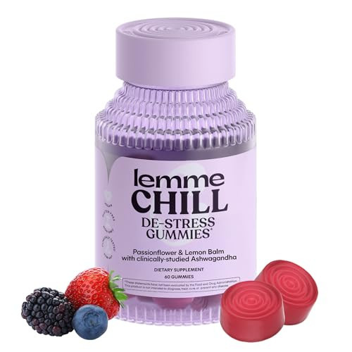 Lemme Chill Stress Relief Gummies with 300mg KSM-66 Ashwagandha, Lemon Balm, Passionflower & Goji to Support Relaxation, Healthy Cortisol & Sleep - Gluten-Free, Non-GMO, Mixed Berry (60 Count) | Amazon (US)
